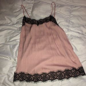 Black and pink  shirt with black lace